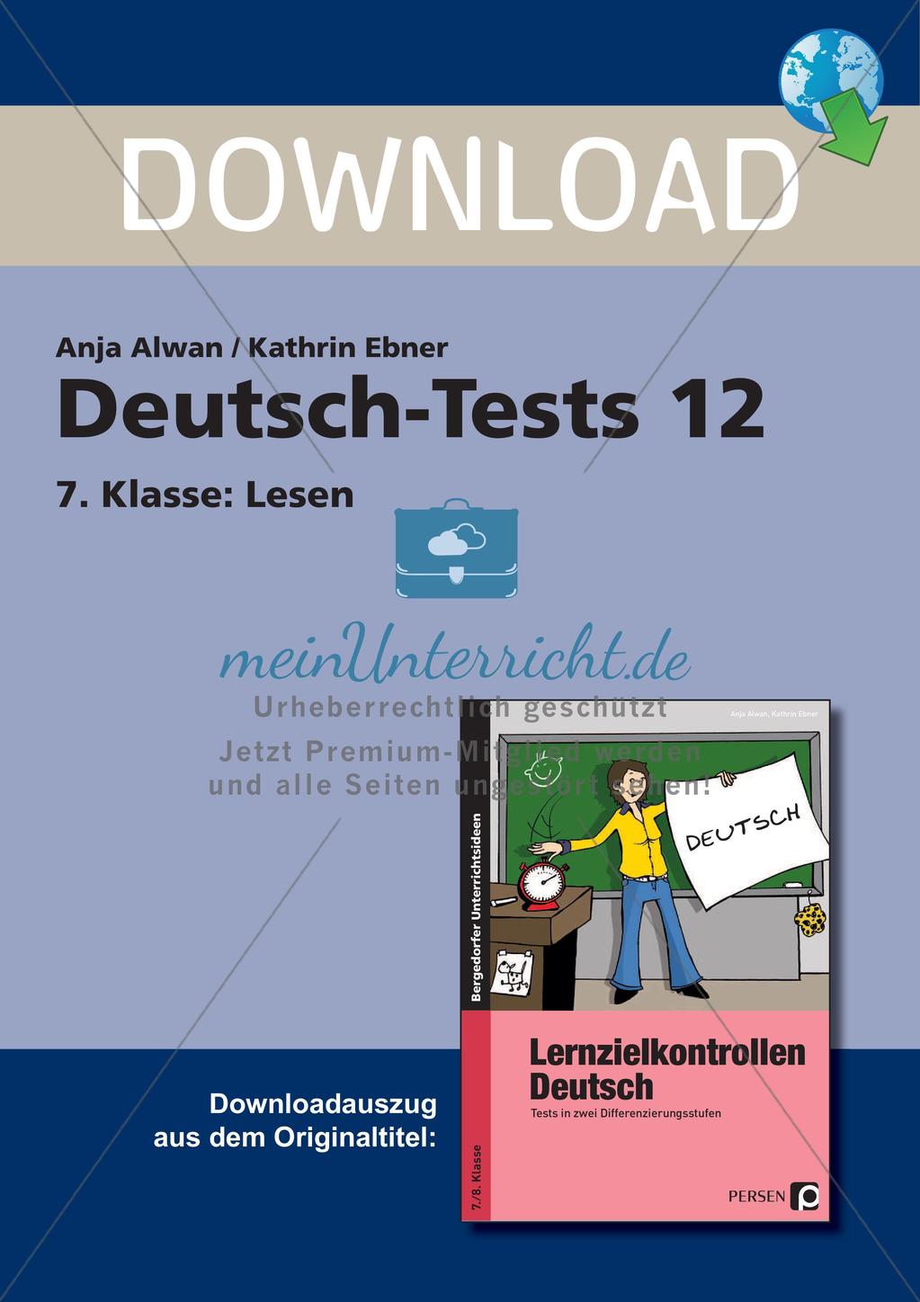 Lernzielkontrollen Klasse 7: Lesen Preview 1
