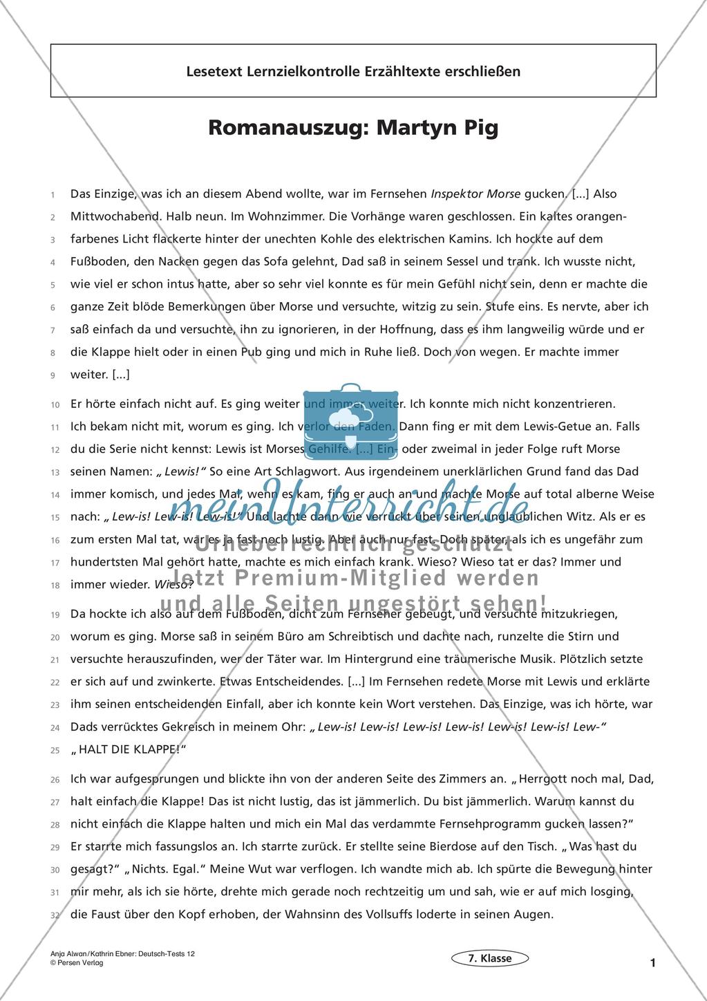 Lernzielkontrollen Klasse 7: Lesen Preview 3