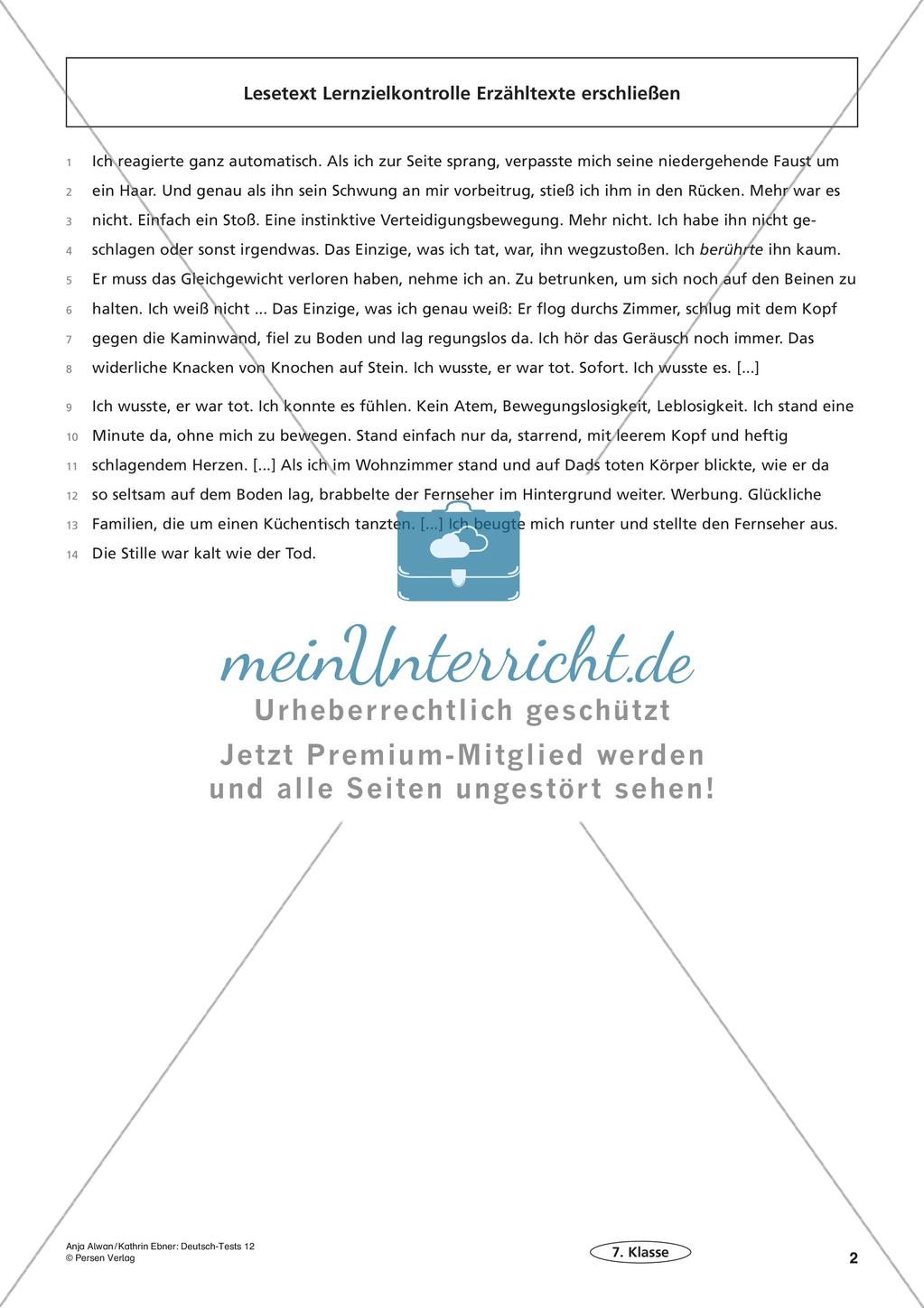 Lernzielkontrollen Klasse 7: Lesen Preview 4