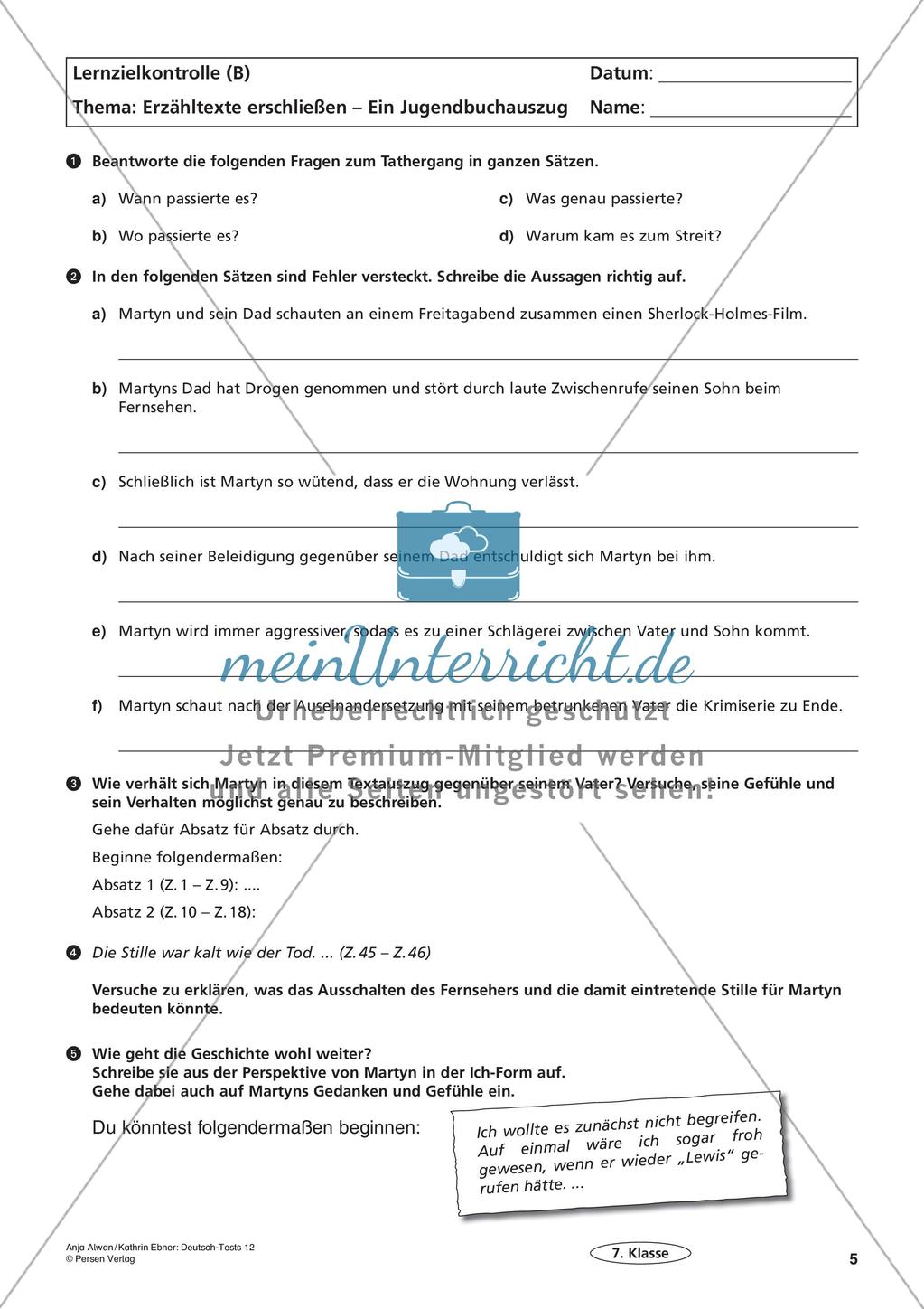 Lernzielkontrollen Klasse 7: Lesen Preview 7