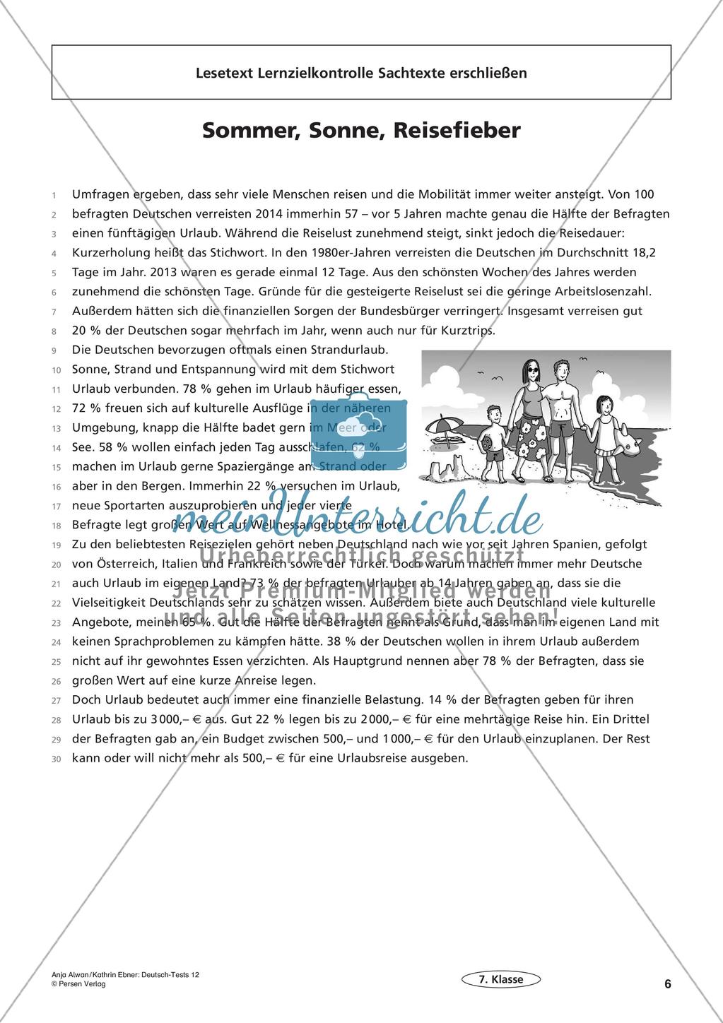 Lernzielkontrollen Klasse 7: Lesen Preview 8