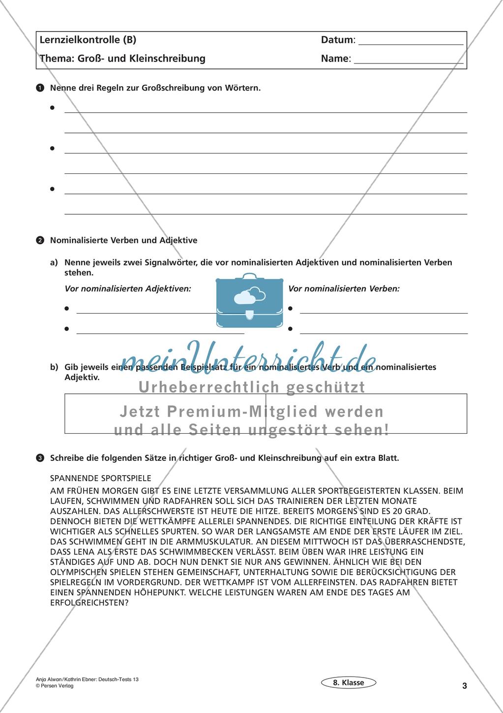 Lernzielkontrollen Klasse 8: Richtig schreiben Preview 5