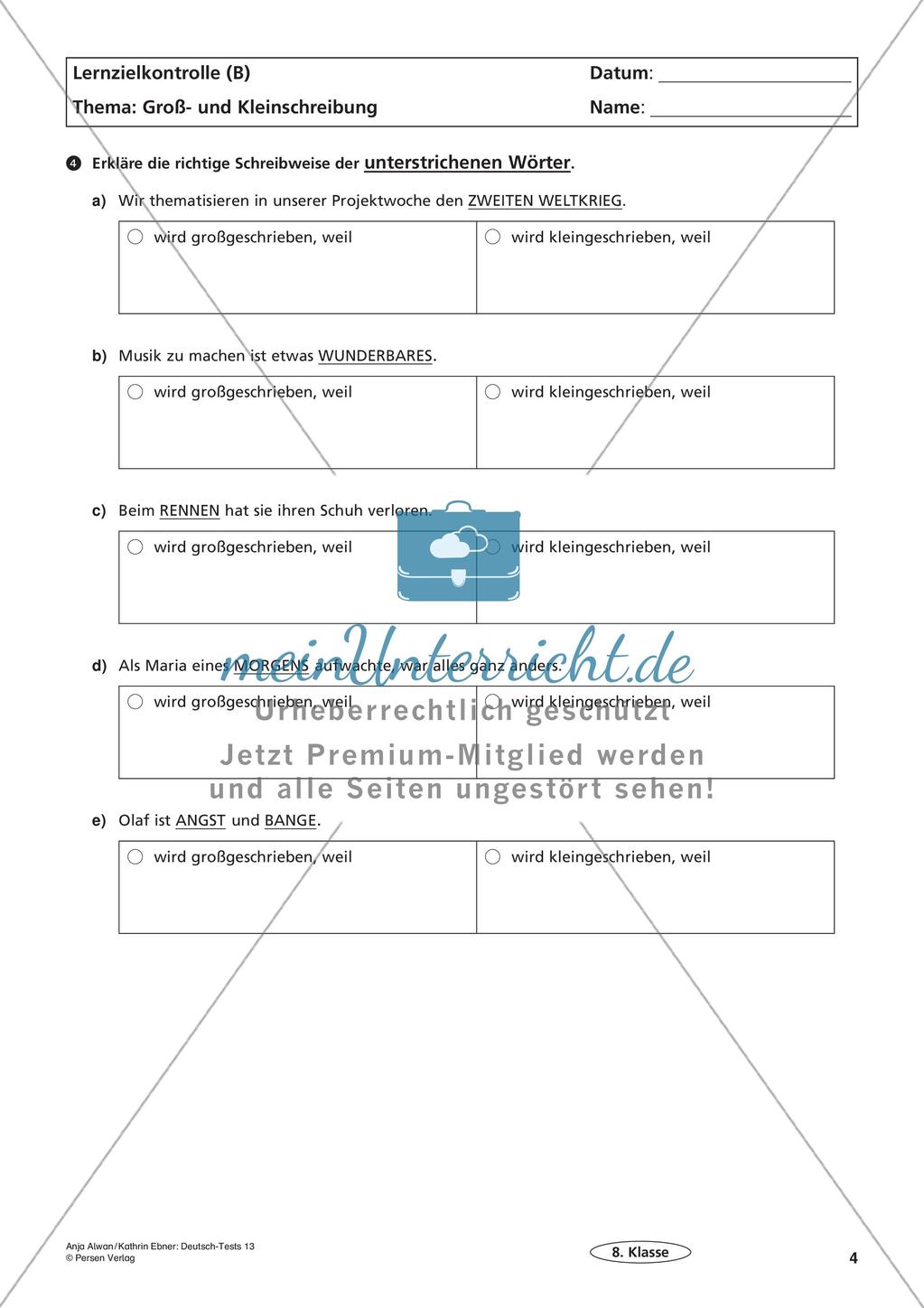 Lernzielkontrollen Klasse 8: Richtig schreiben Preview 6
