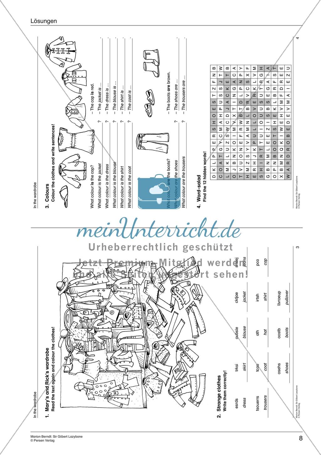 Wortschatzarbeit: Kleider, Farben und Schule Preview 10