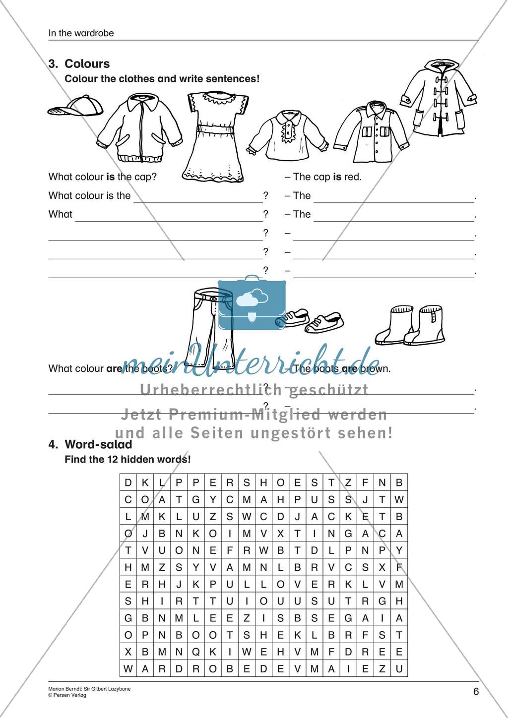 Wortschatzarbeit: Kleider, Farben und Schule Preview 8