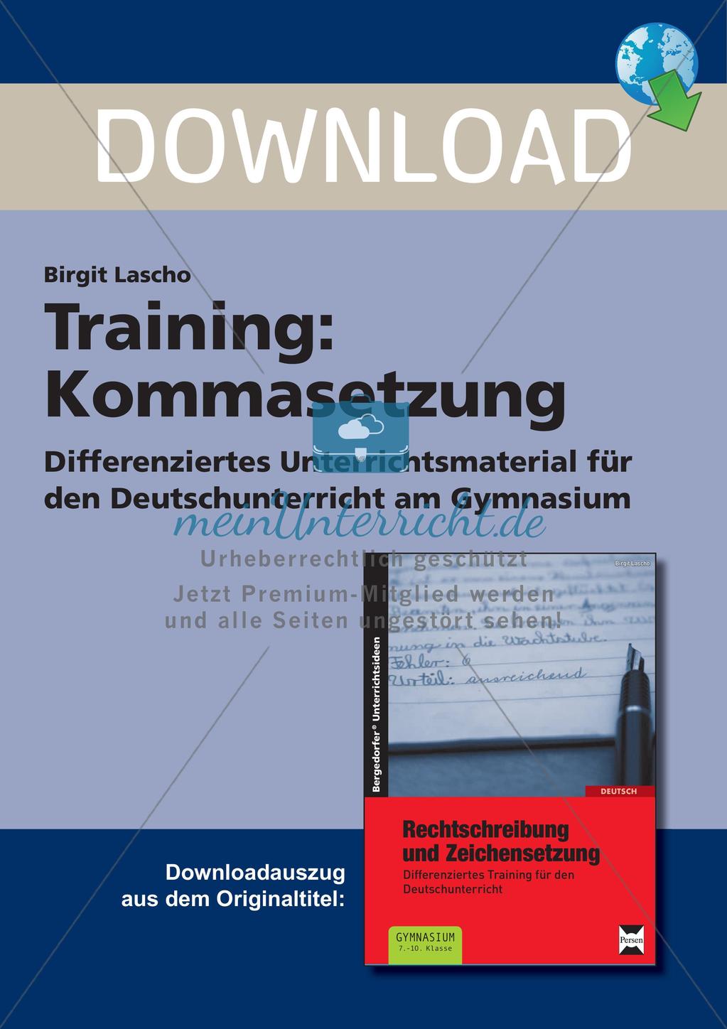 Rechtschreibtraining: Kommasetzung Preview 1