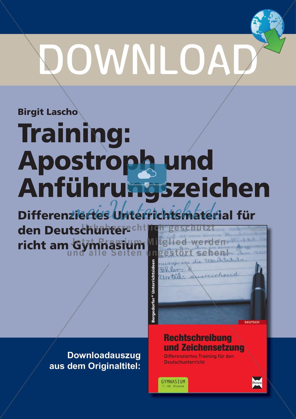 Rechtschreibtraining: Apostroph und Anführungszeichen Preview 1