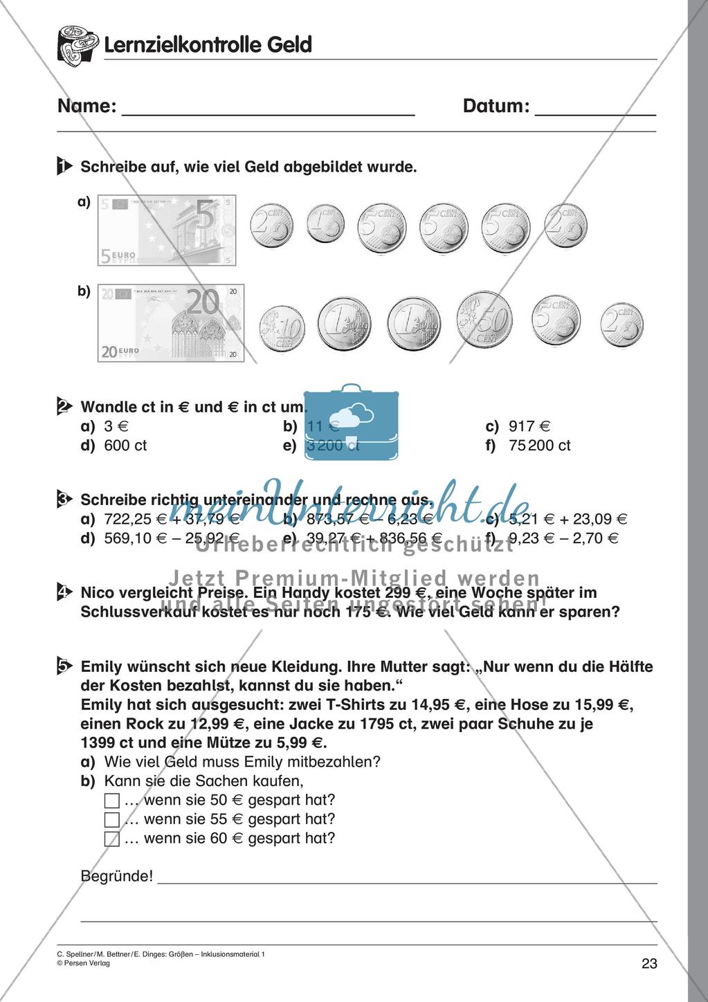 Inklusionsmaterial: Geld Preview 25
