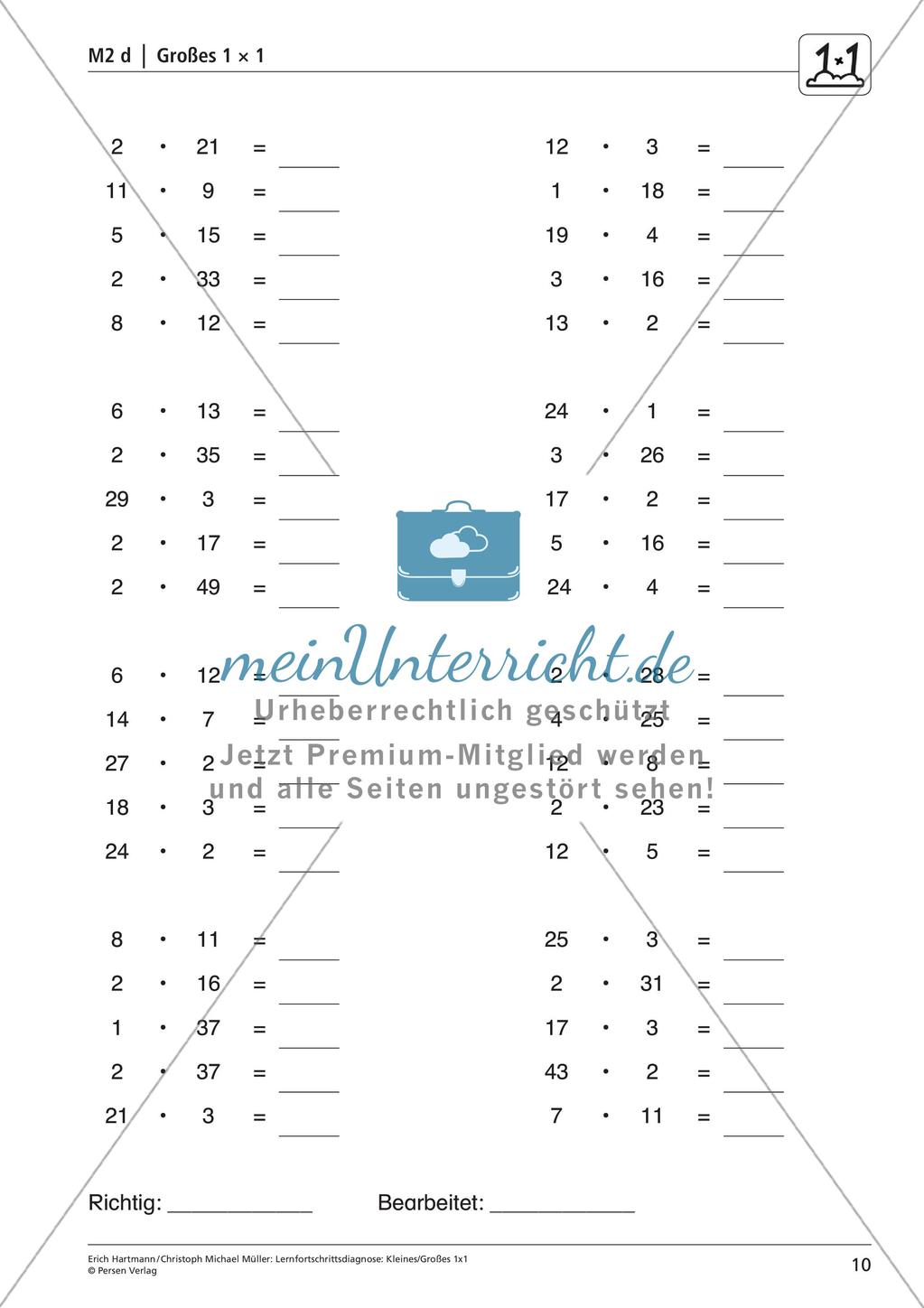 Lernfortschrittsdiagnose: Einmaleins Preview 12