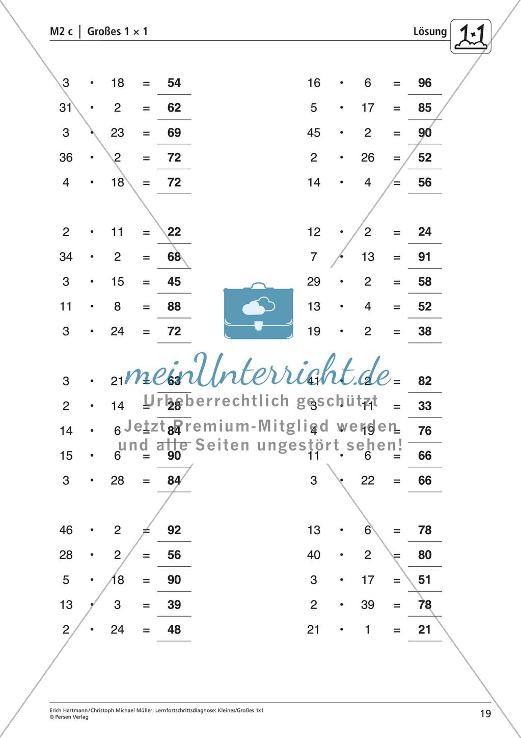 Lernfortschrittsdiagnose: Einmaleins Preview 21