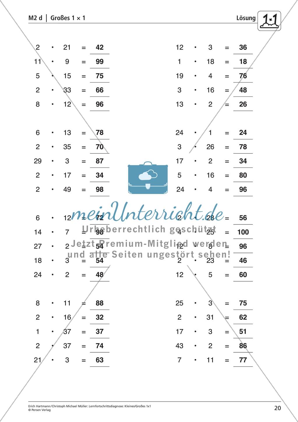 Lernfortschrittsdiagnose: Einmaleins Preview 22