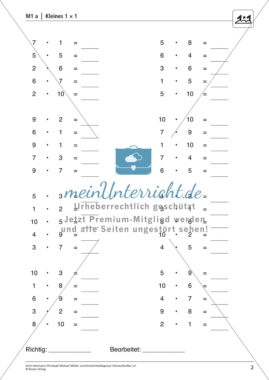 Lernfortschrittsdiagnose: Einmaleins Preview 4