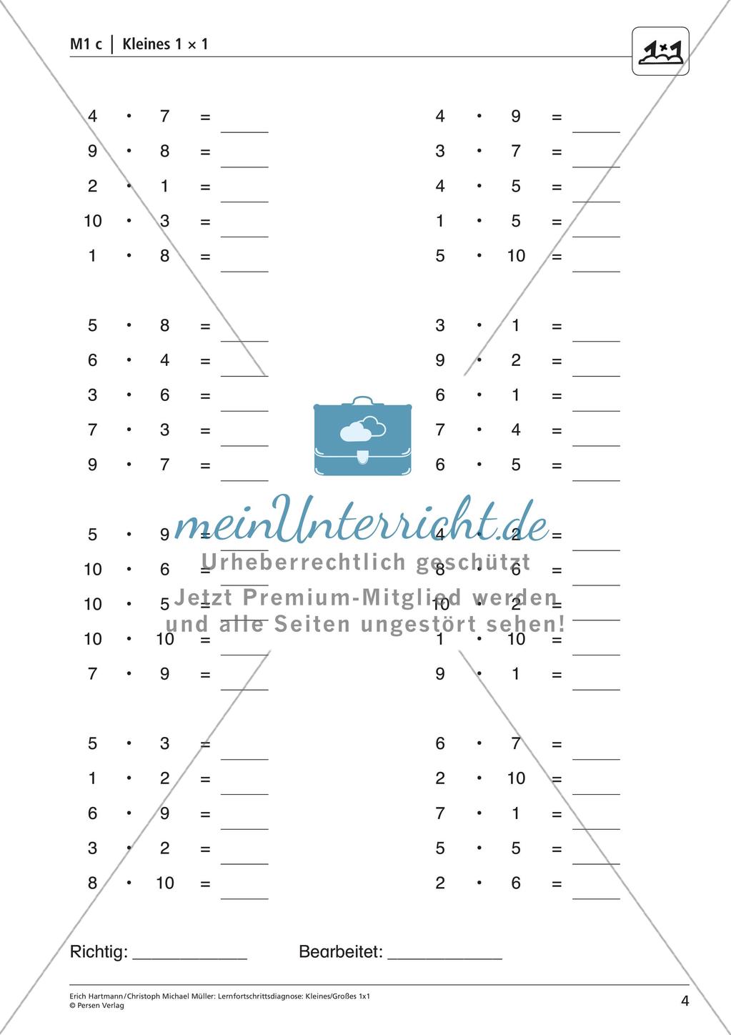 Lernfortschrittsdiagnose: Einmaleins Preview 6