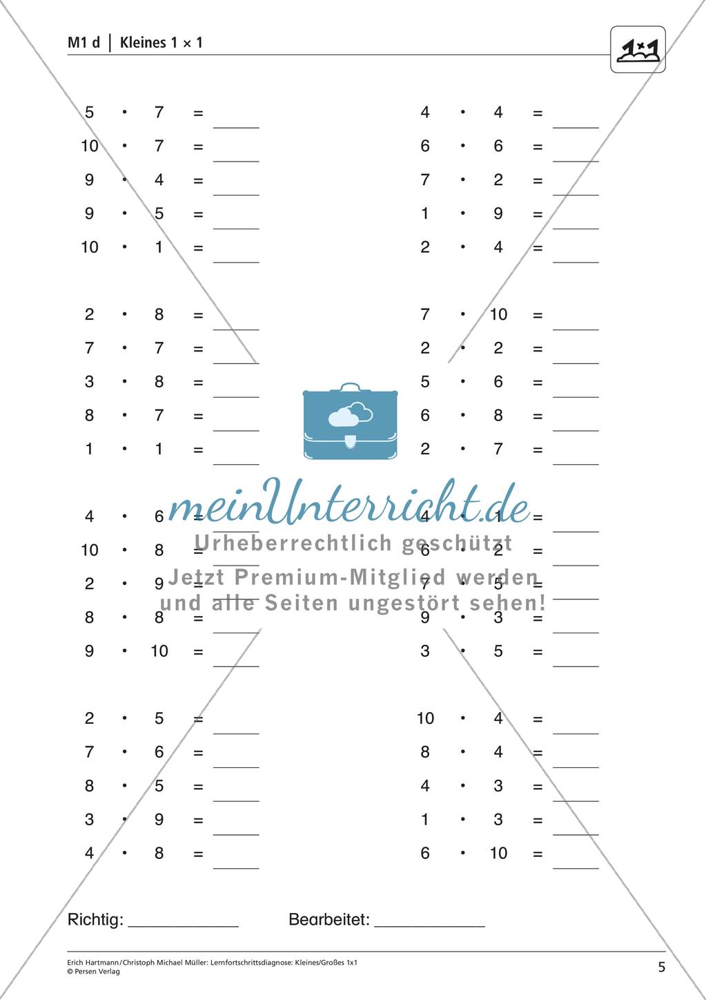 Lernfortschrittsdiagnose: Einmaleins Preview 7