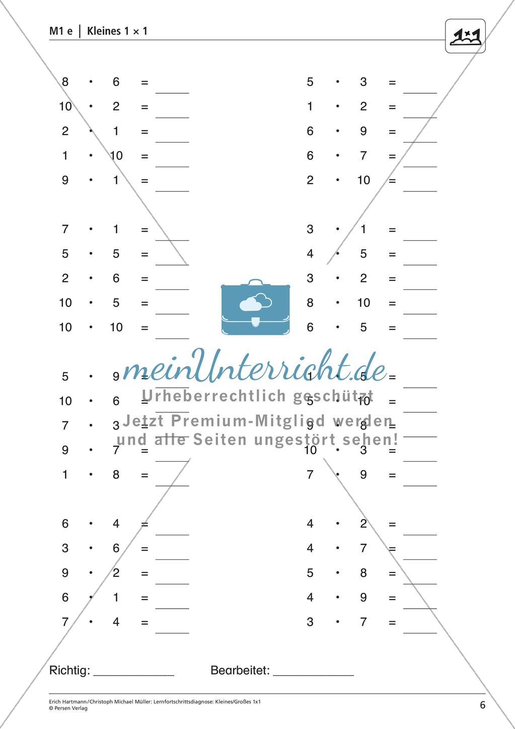 Lernfortschrittsdiagnose: Einmaleins Preview 8