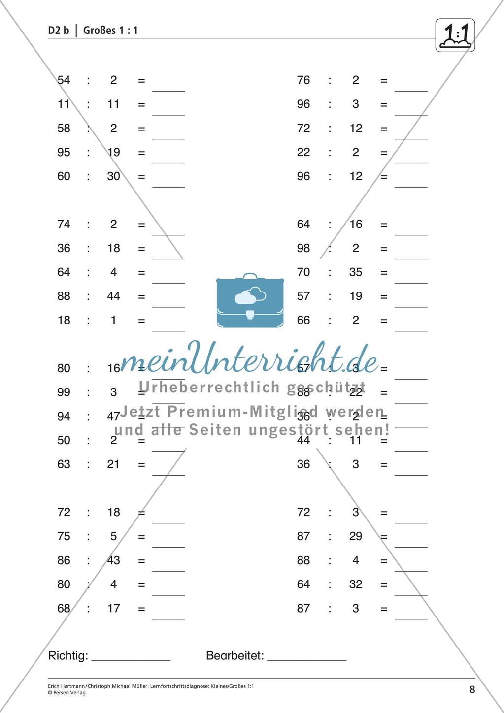 Lernfortschrittsdiagnose: Einsdurcheins Preview 10