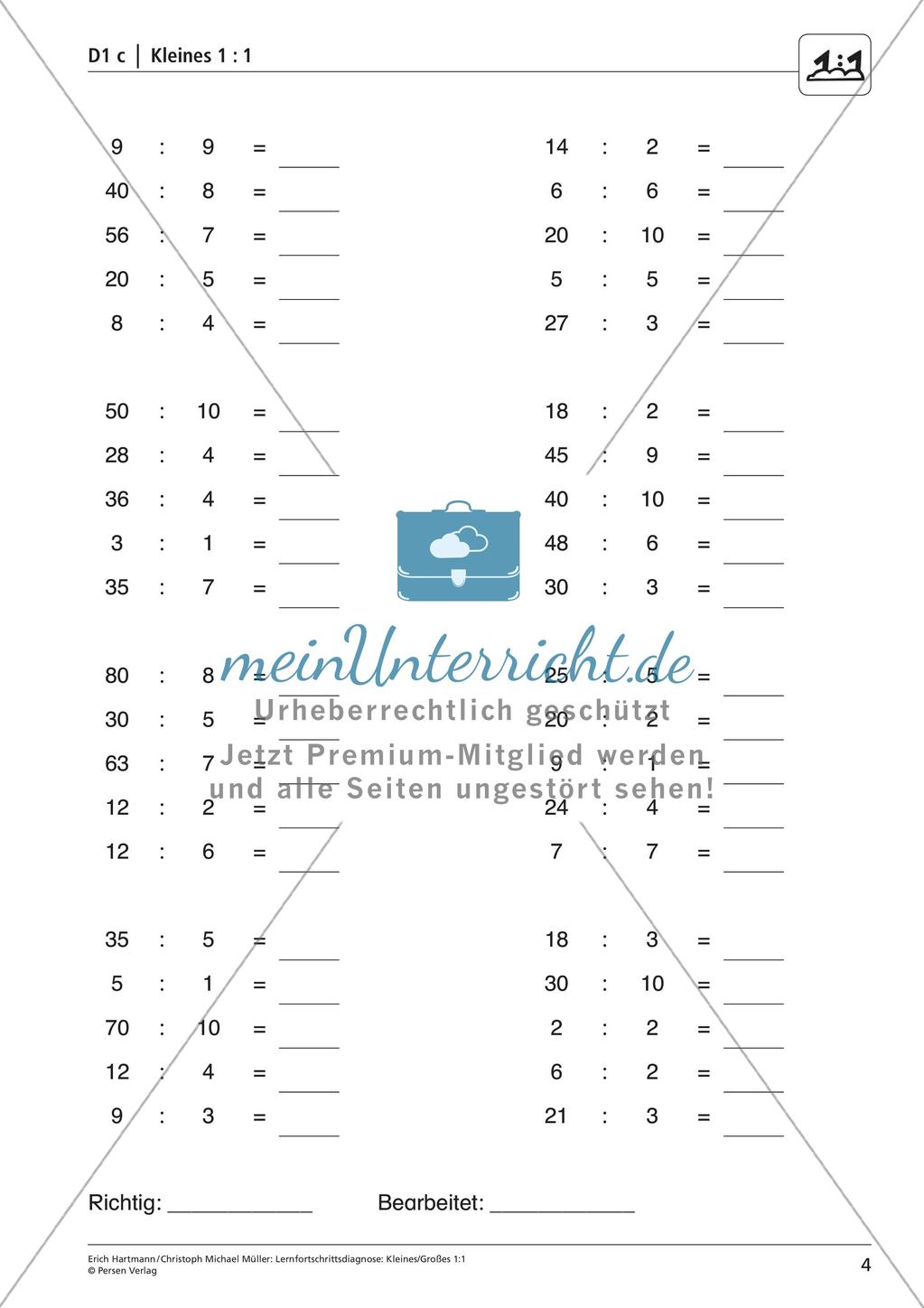 Lernfortschrittsdiagnose: Einsdurcheins Preview 6