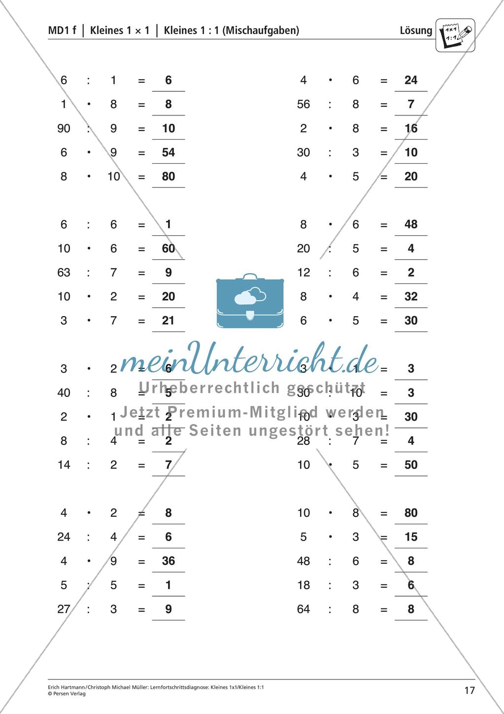 Lernfortschrittsdiagnose: Kleines Einmaleins und Einsdurcheins Preview 19