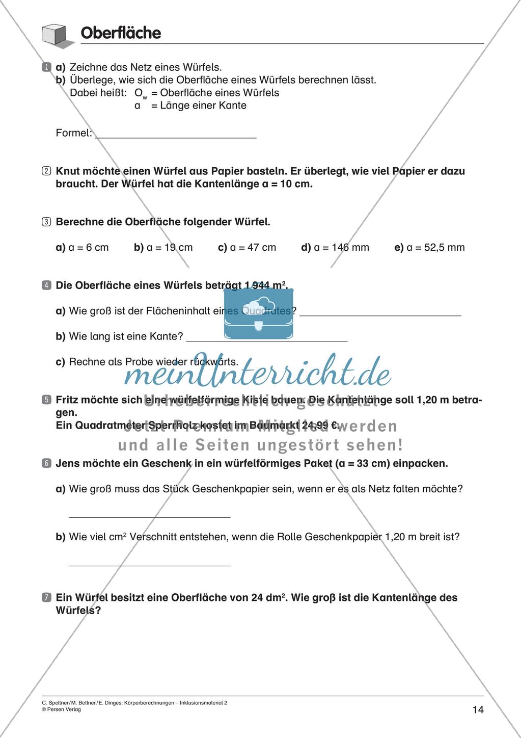 Körperberechnungen: Würfel Preview 16