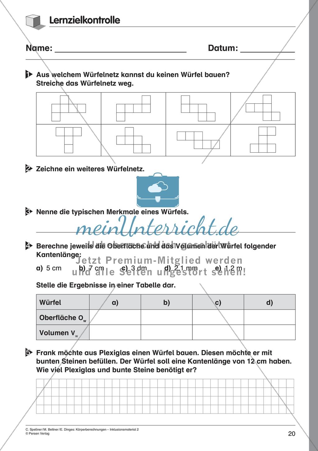 Körperberechnungen: Würfel Preview 22