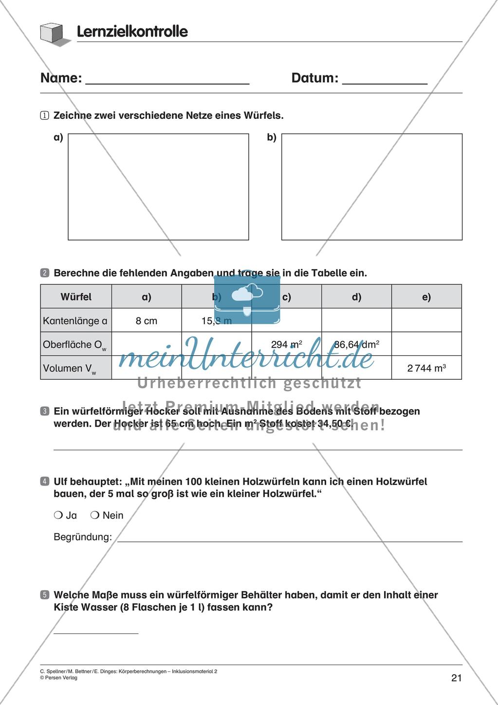 Körperberechnungen: Würfel Preview 23