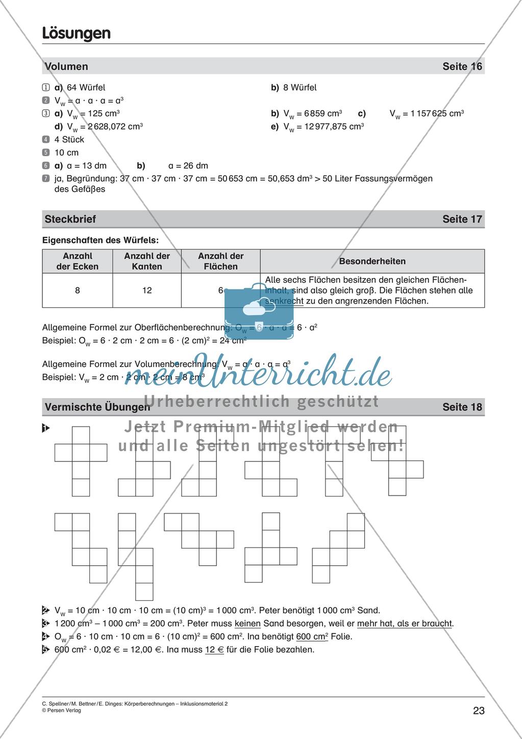 Körperberechnungen: Würfel Preview 25