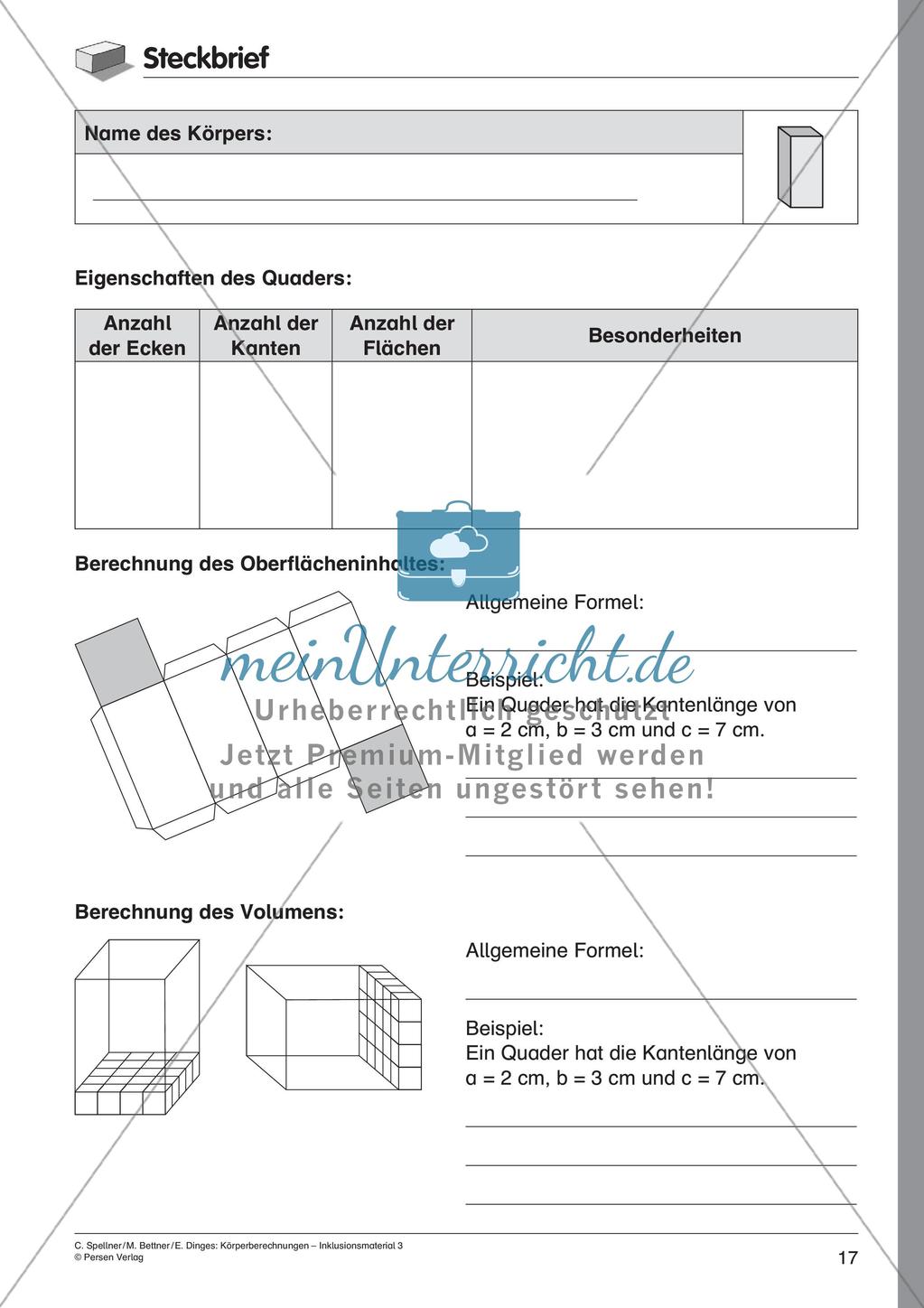 Körperberechnungen: Quader Preview 19