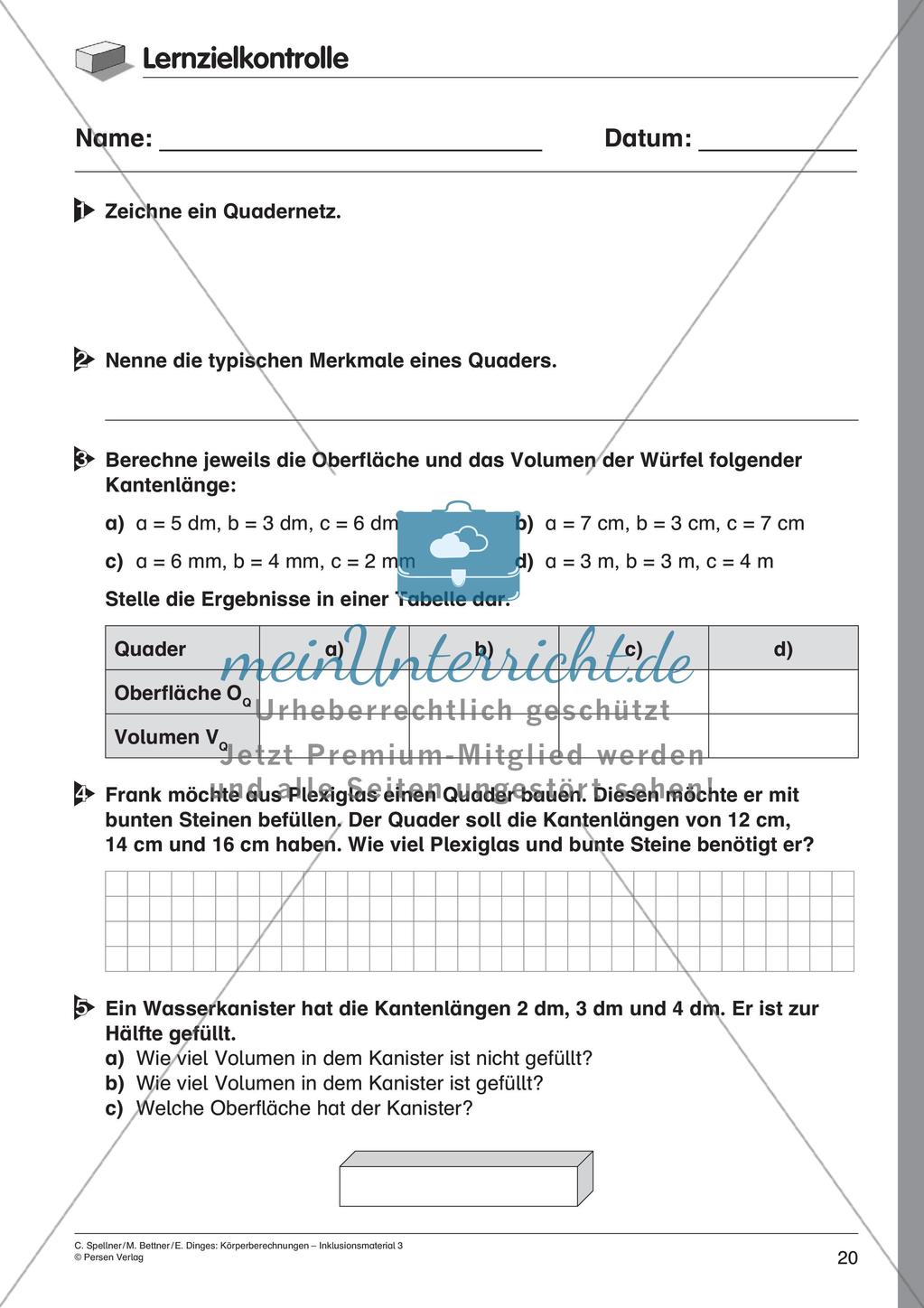Körperberechnungen: Quader Preview 22