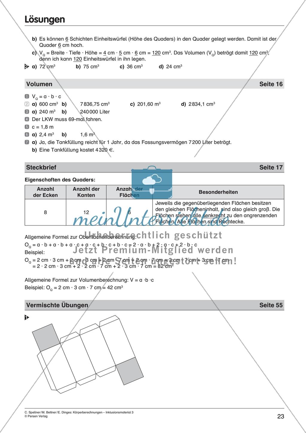 Körperberechnungen: Quader Preview 25