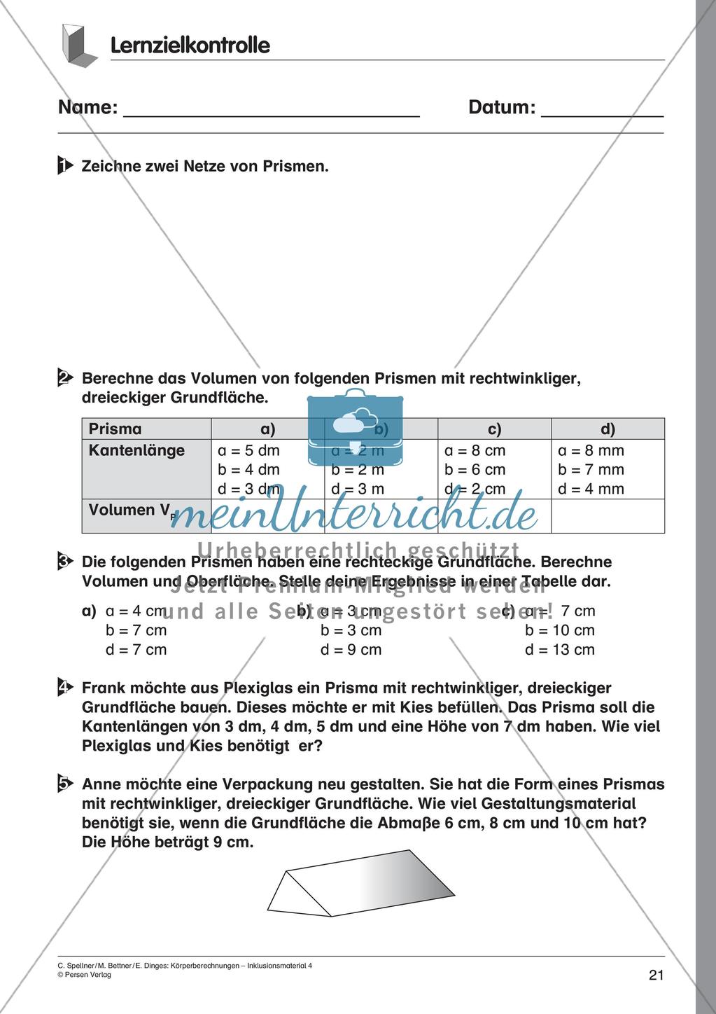 Körperberechnungen: Prisma Preview 23