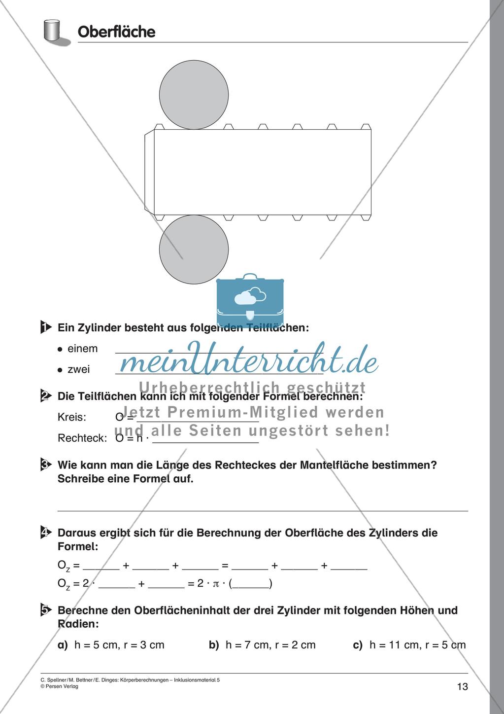 Körperberechnungen: Zylinder Preview 15