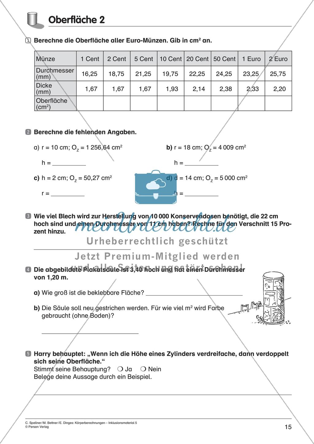 Körperberechnungen: Zylinder Preview 17