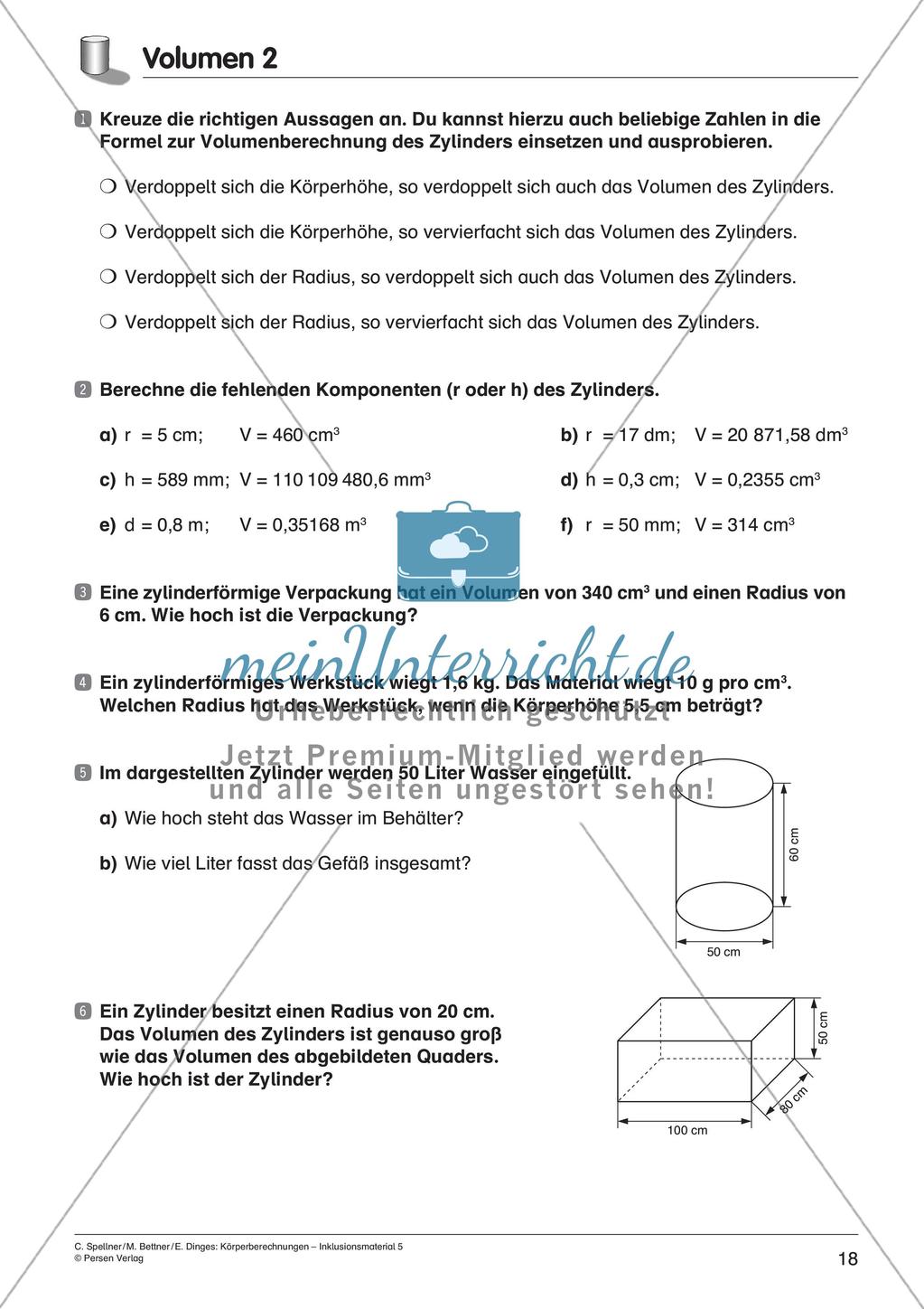 Körperberechnungen: Zylinder Preview 20