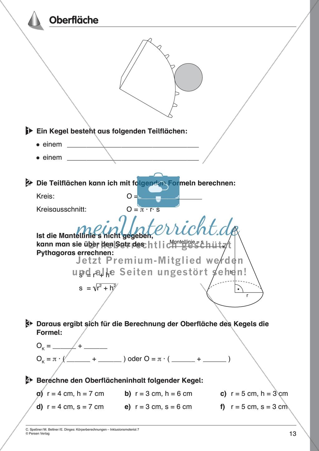 Körperberechnungen: Kegel Preview 15