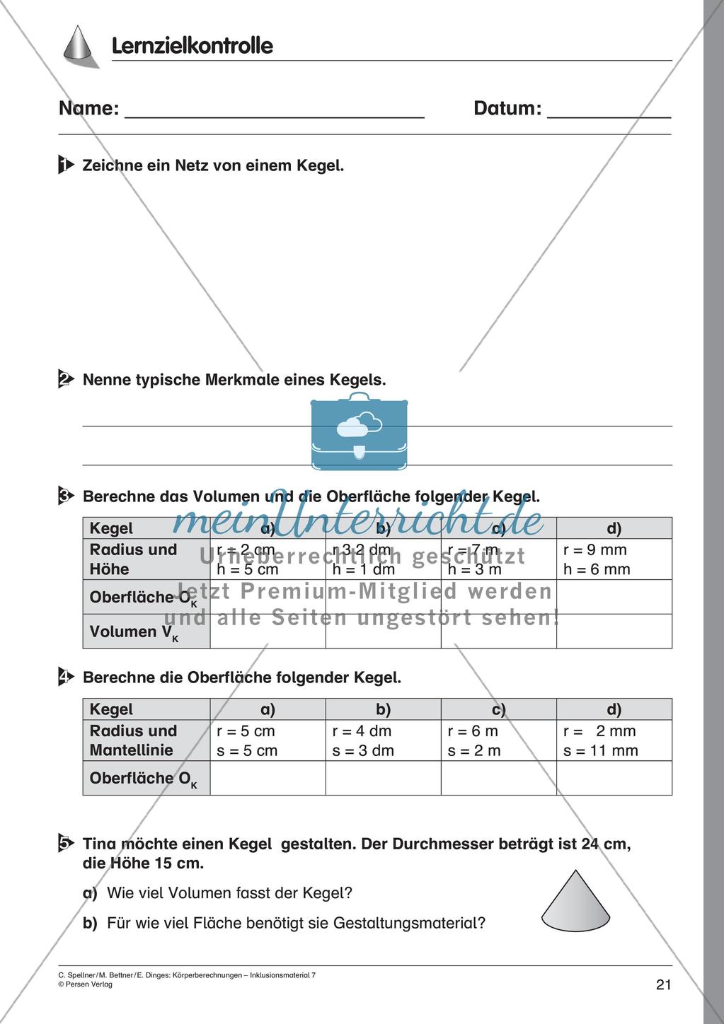 Körperberechnungen: Kegel Preview 23