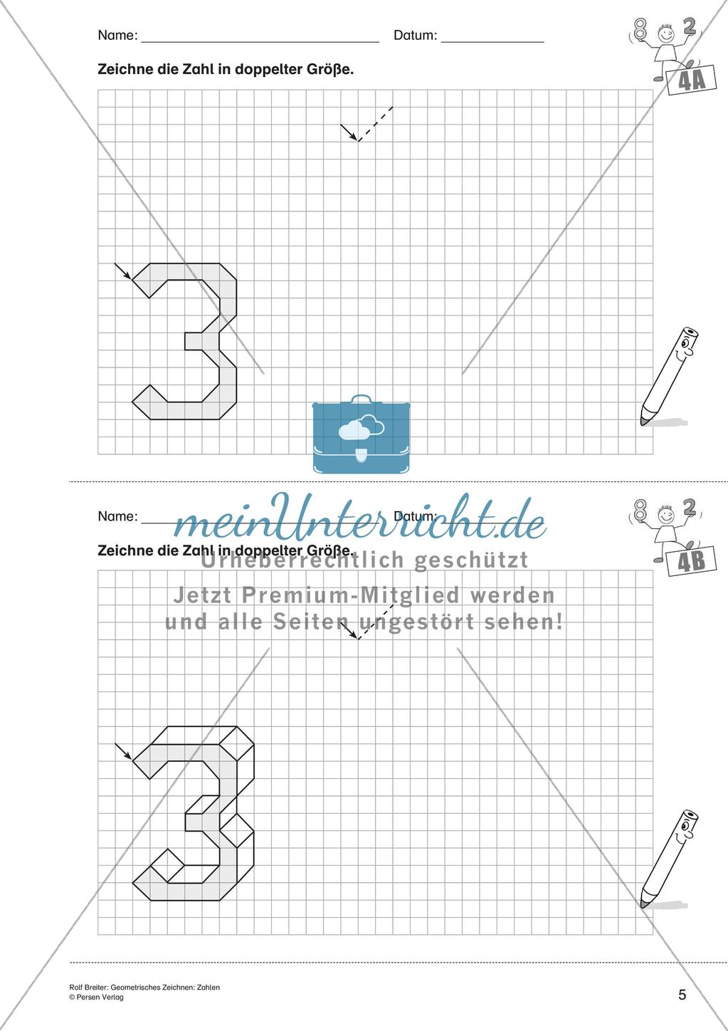 Geometrisches Zeichnen: Zahlen Preview 7