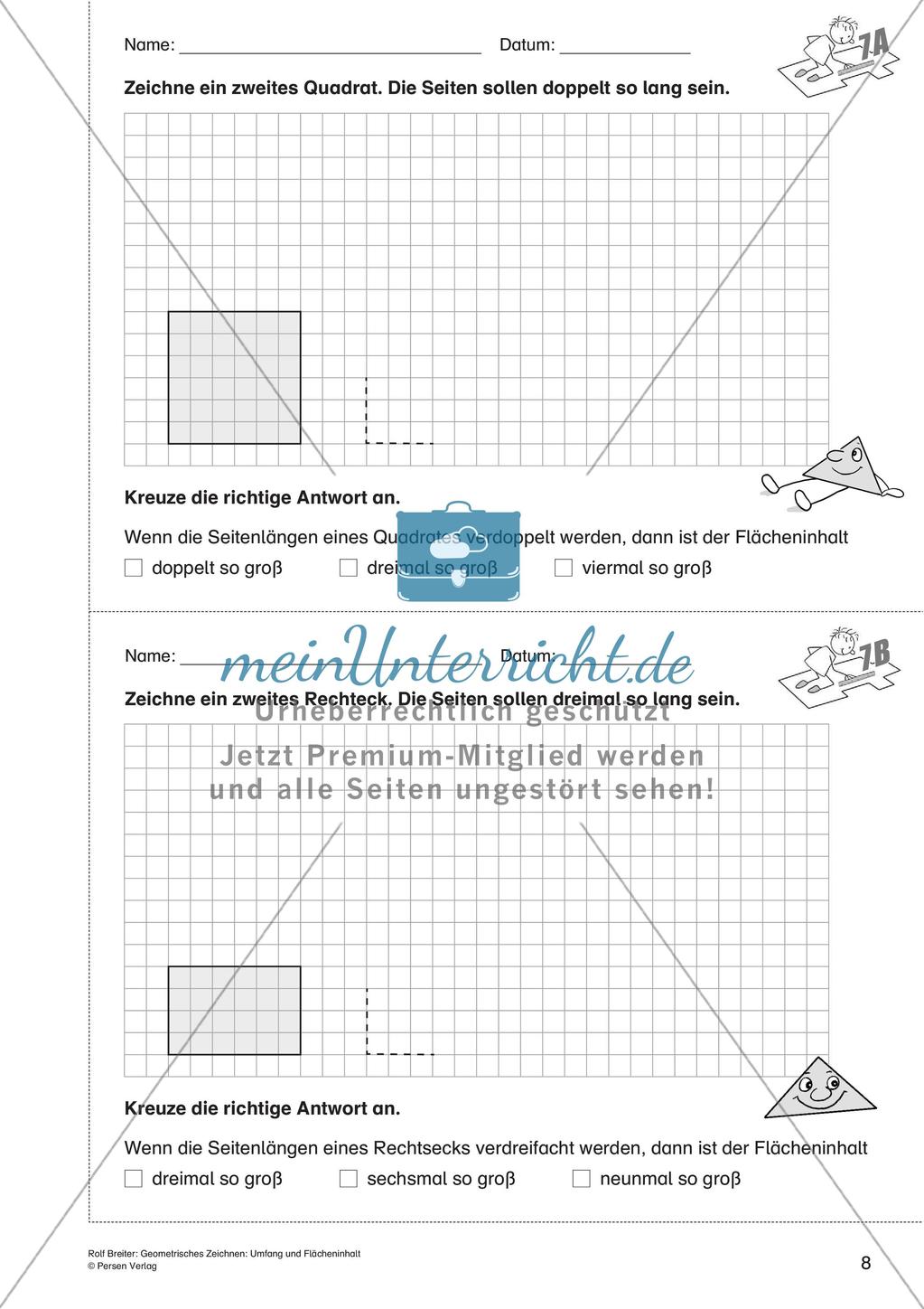 Geometrisches Zeichnen: Umfang und Flächeninhalt Preview 10
