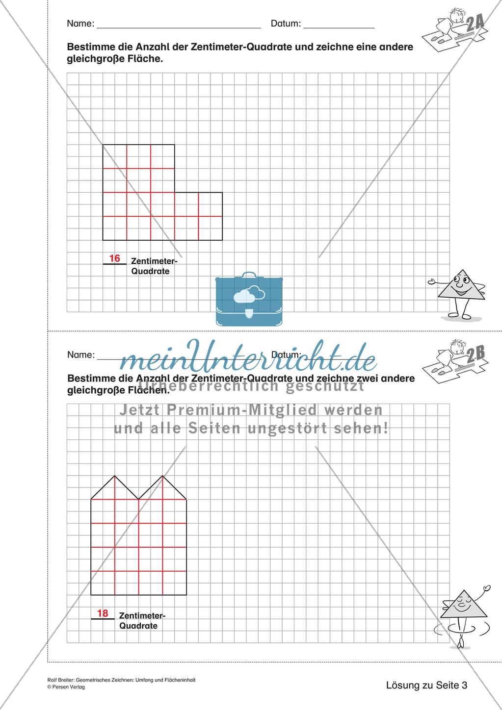 Geometrisches Zeichnen: Umfang und Flächeninhalt Preview 12