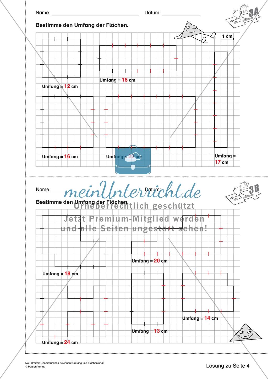 Geometrisches Zeichnen: Umfang und Flächeninhalt Preview 13