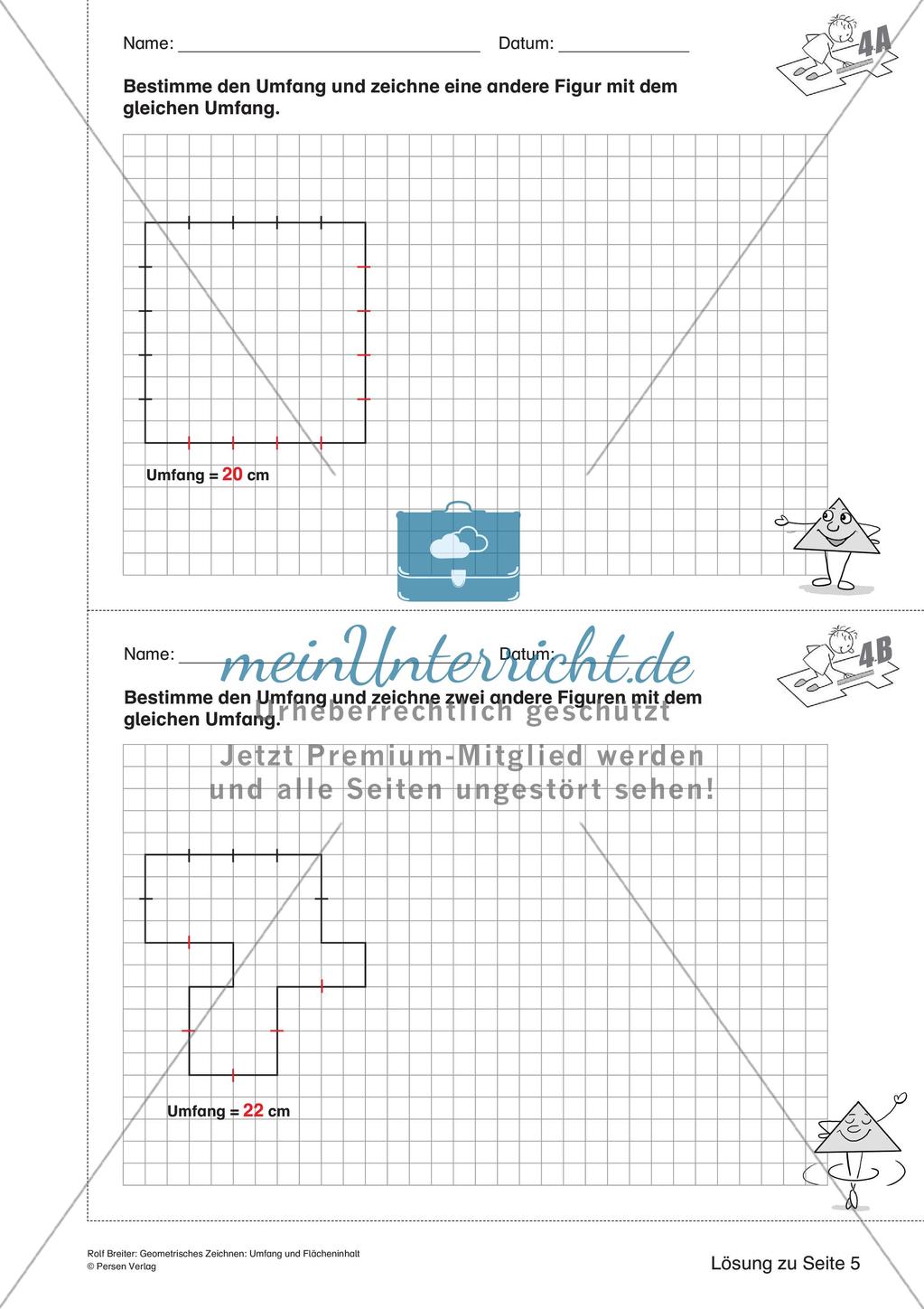 Geometrisches Zeichnen: Umfang und Flächeninhalt Preview 14