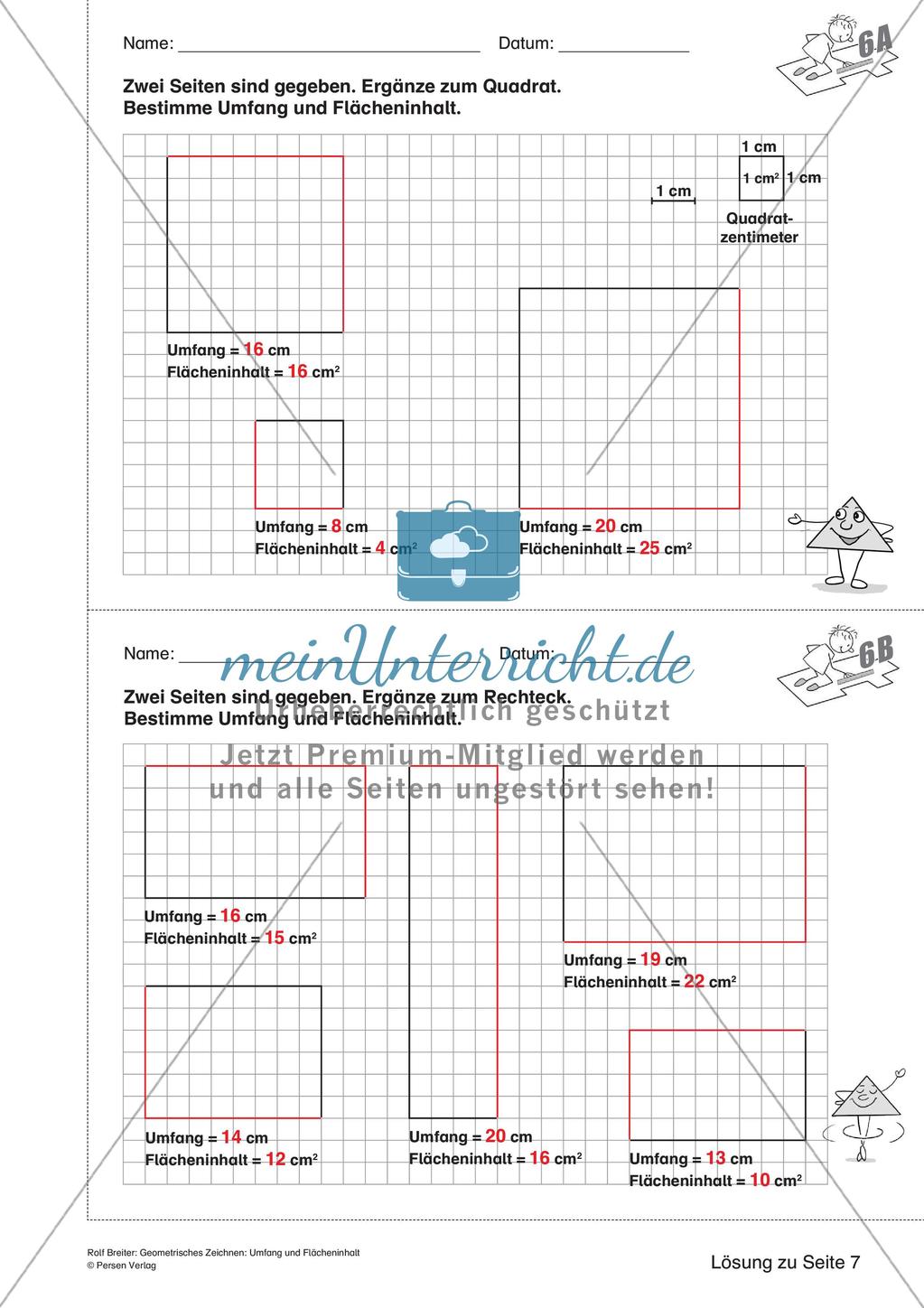 Geometrisches Zeichnen: Umfang und Flächeninhalt Preview 15