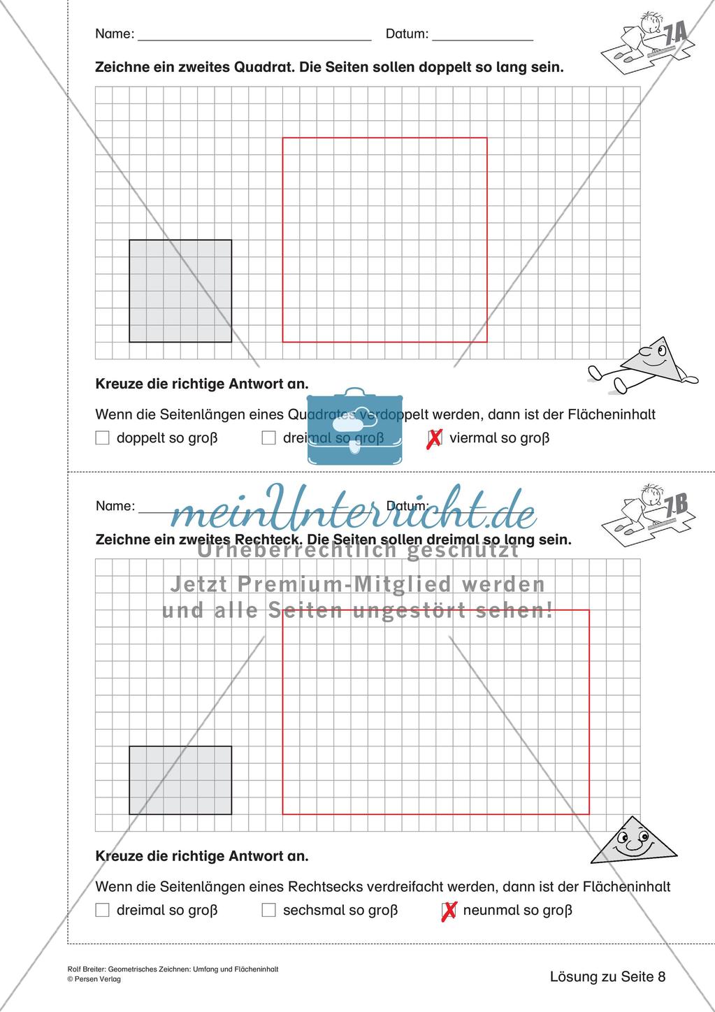 Geometrisches Zeichnen: Umfang und Flächeninhalt Preview 16