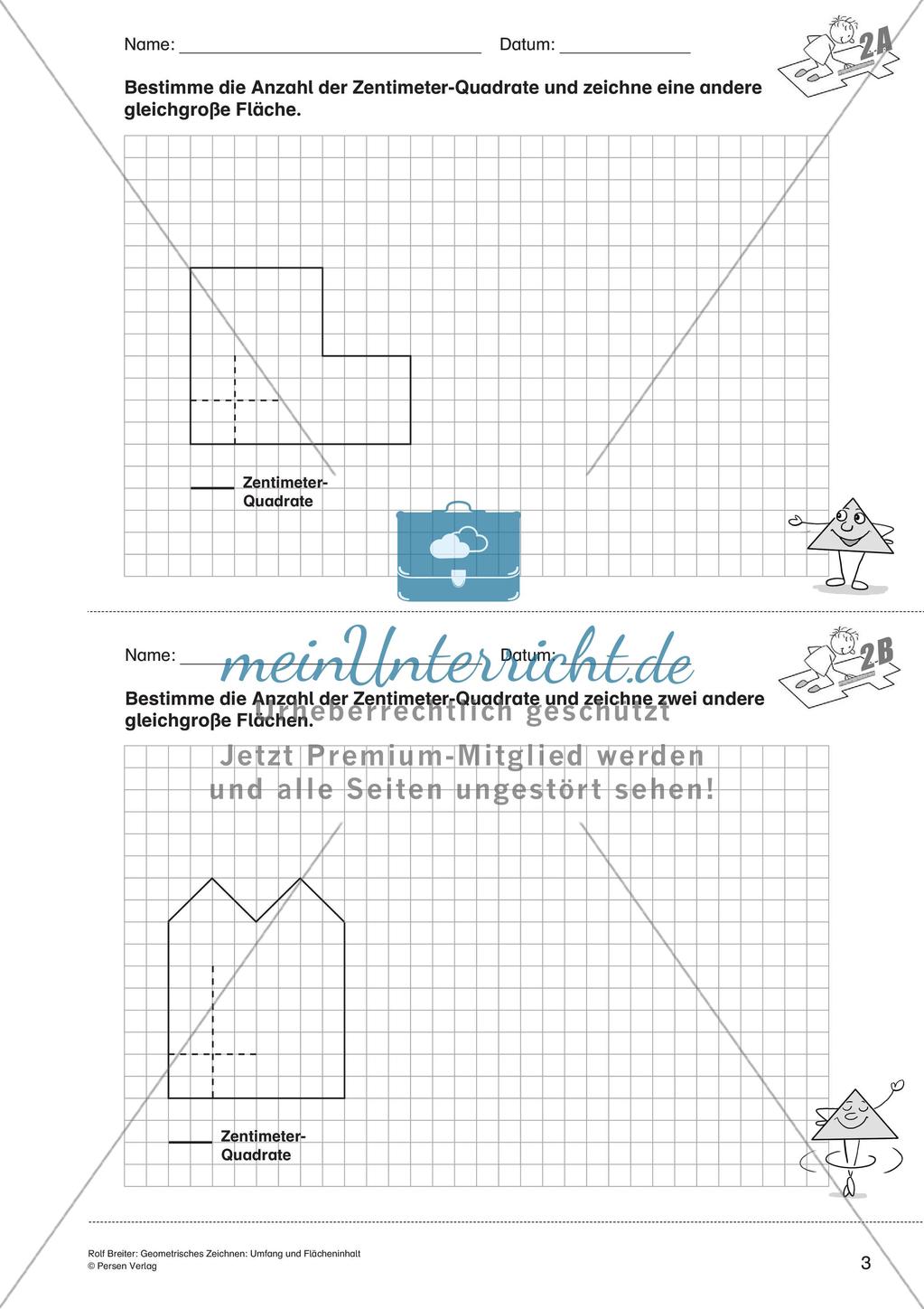 Geometrisches Zeichnen: Umfang und Flächeninhalt Preview 5