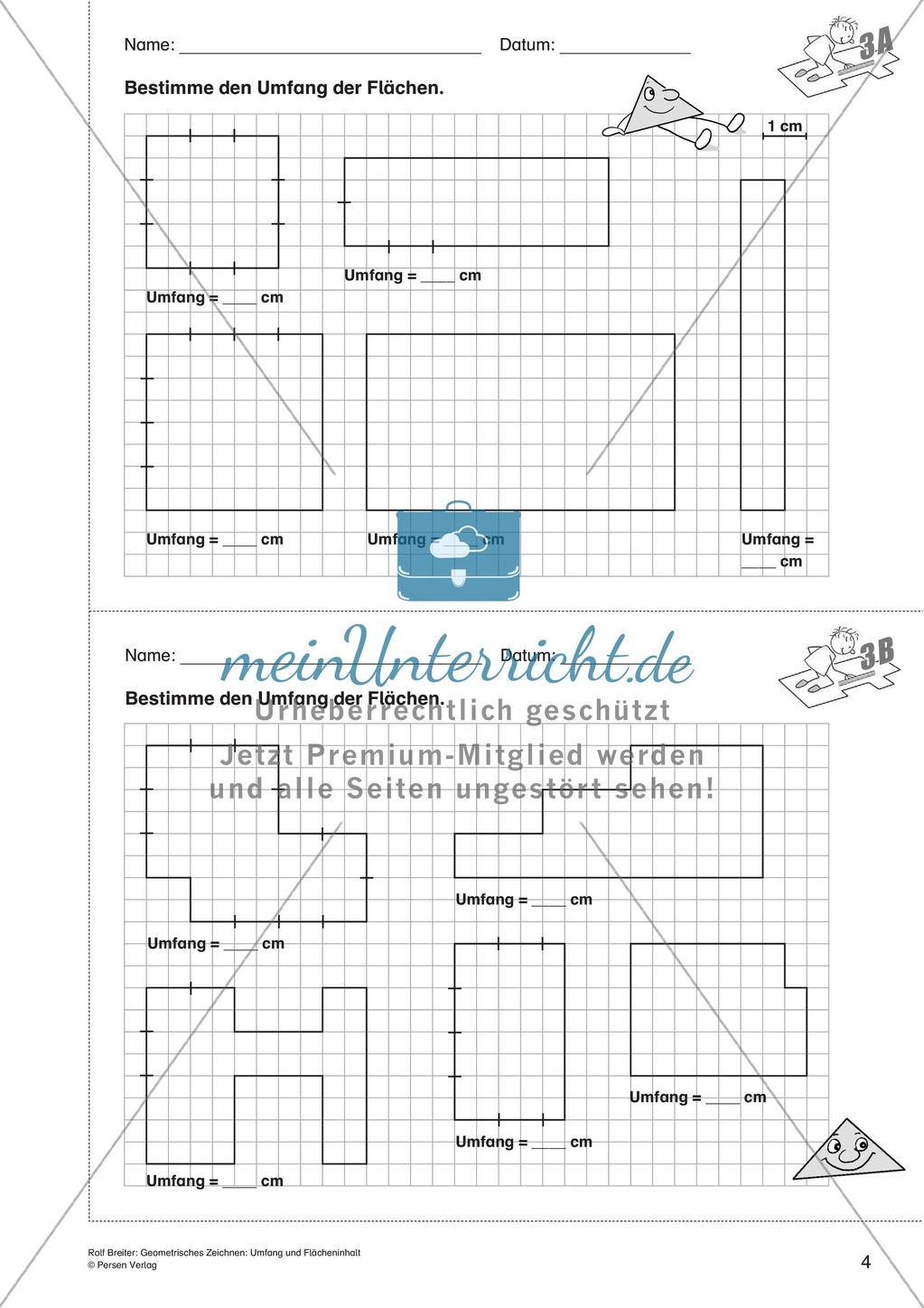 Geometrisches Zeichnen: Umfang und Flächeninhalt Preview 6