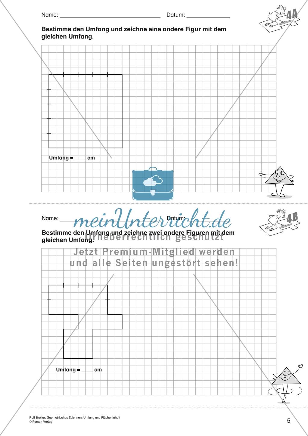 Geometrisches Zeichnen: Umfang und Flächeninhalt Preview 7
