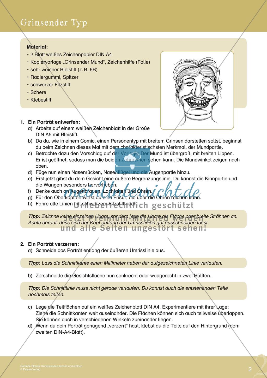 Künstlerische Miniprojekte: Karikatur-Porträt Preview 4