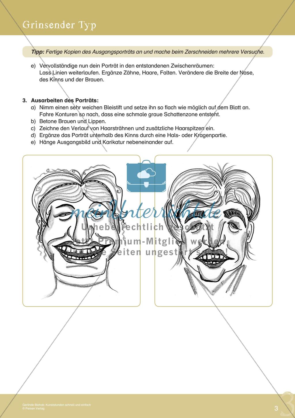 Künstlerische Miniprojekte: Karikatur-Porträt Preview 5