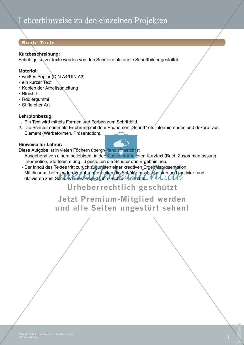 Künstlerische Miniprojekte: Bunte Texte Preview 3