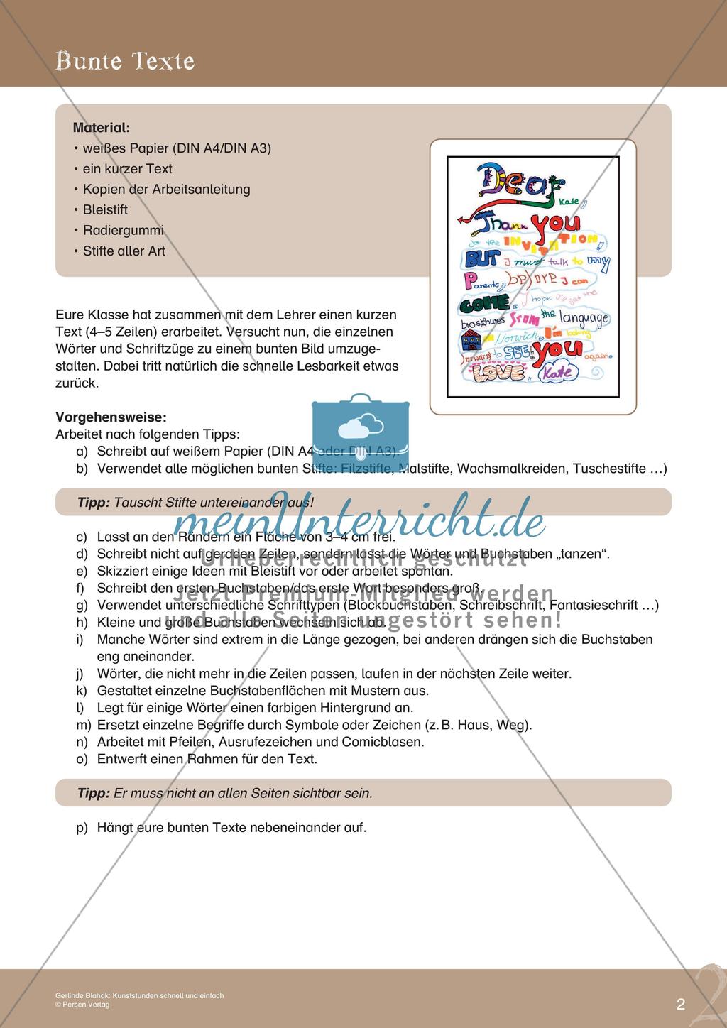 Künstlerische Miniprojekte: Bunte Texte Preview 4
