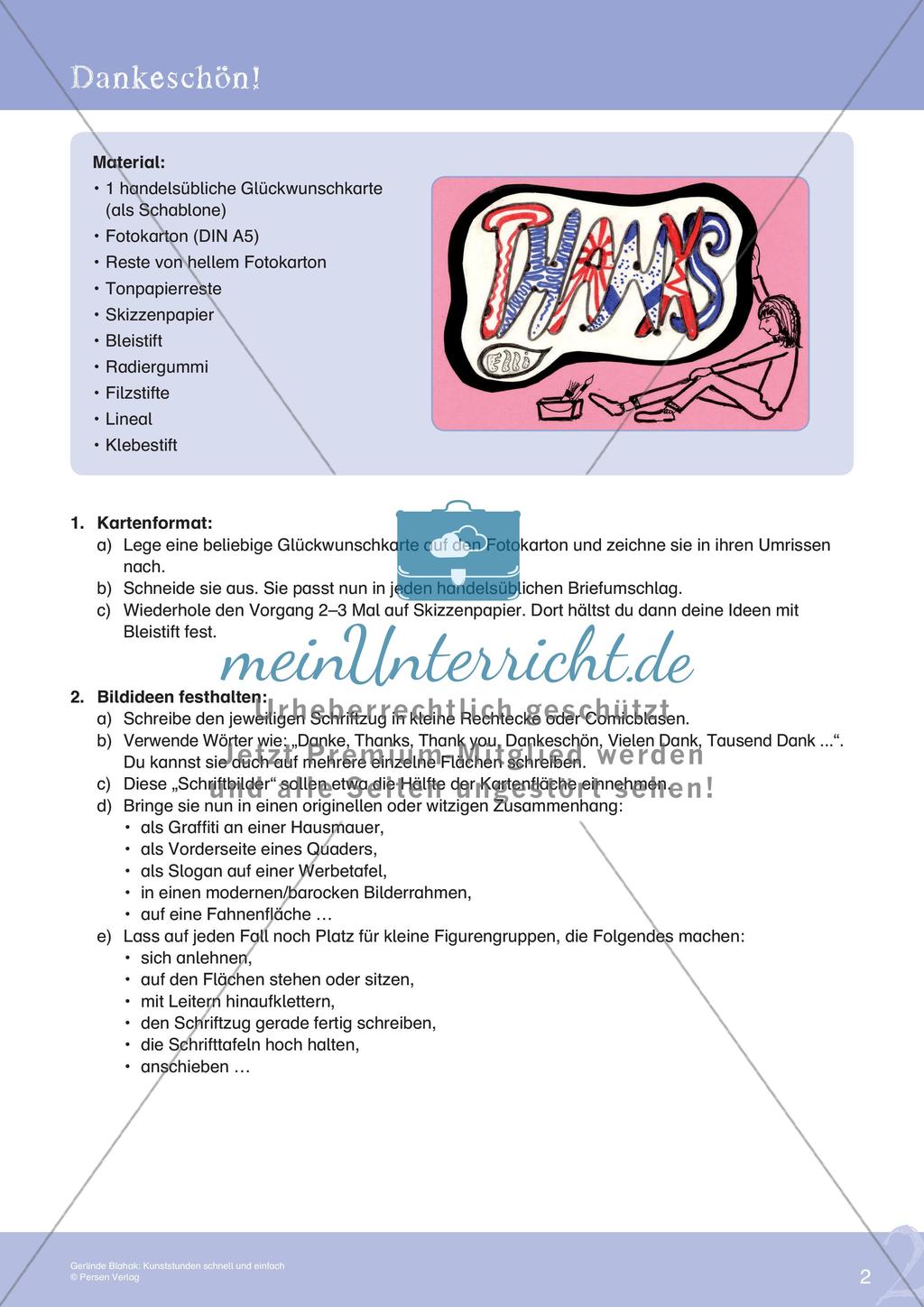 Künstlerische Miniprojekte: Dankeskarte Preview 4